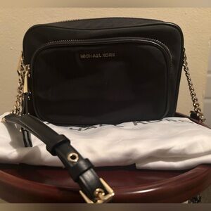 Michael Kors Black Shoulder Bag with Gold Accents